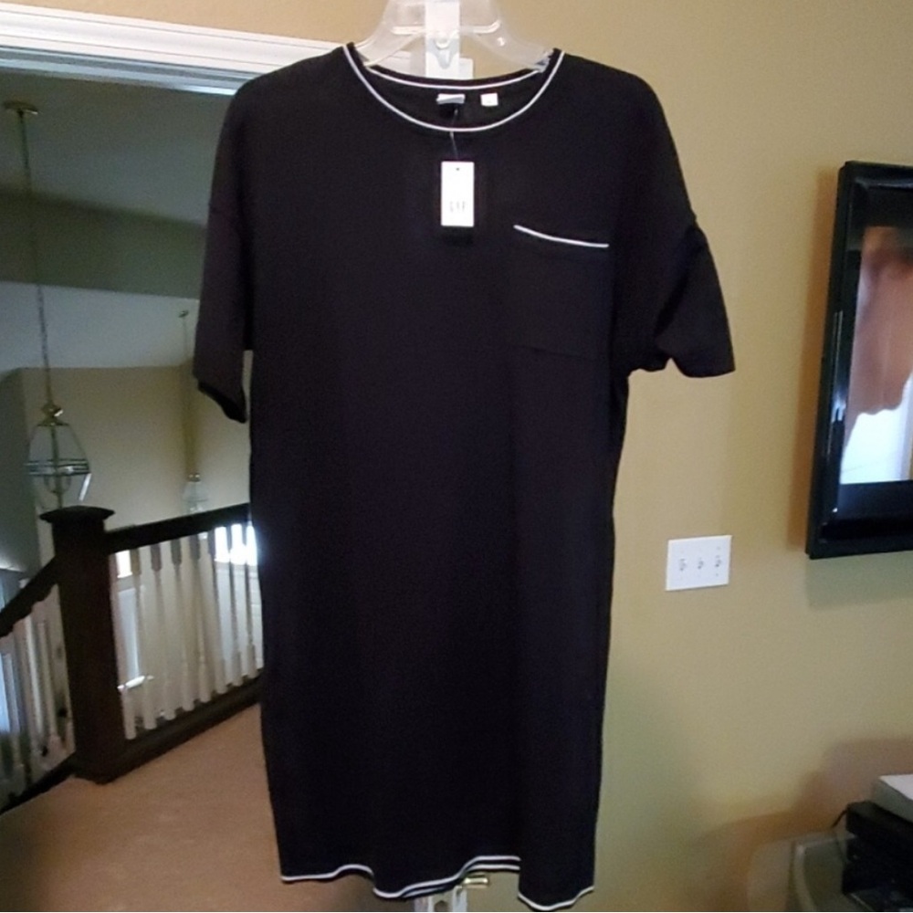 Black Mini Dress with White Trim